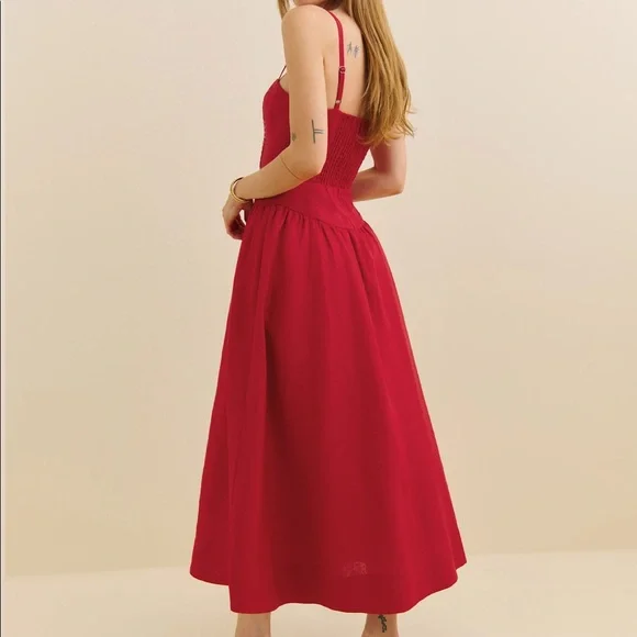“💖Sale” Reformation Katarin Linen Dress - Lipstick - Picture 2 of 6